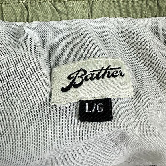 Bather Swim Trunks Shorts Mens Large Green Mesh Lined Beach Vacation Pockets - Picture 13 of 14